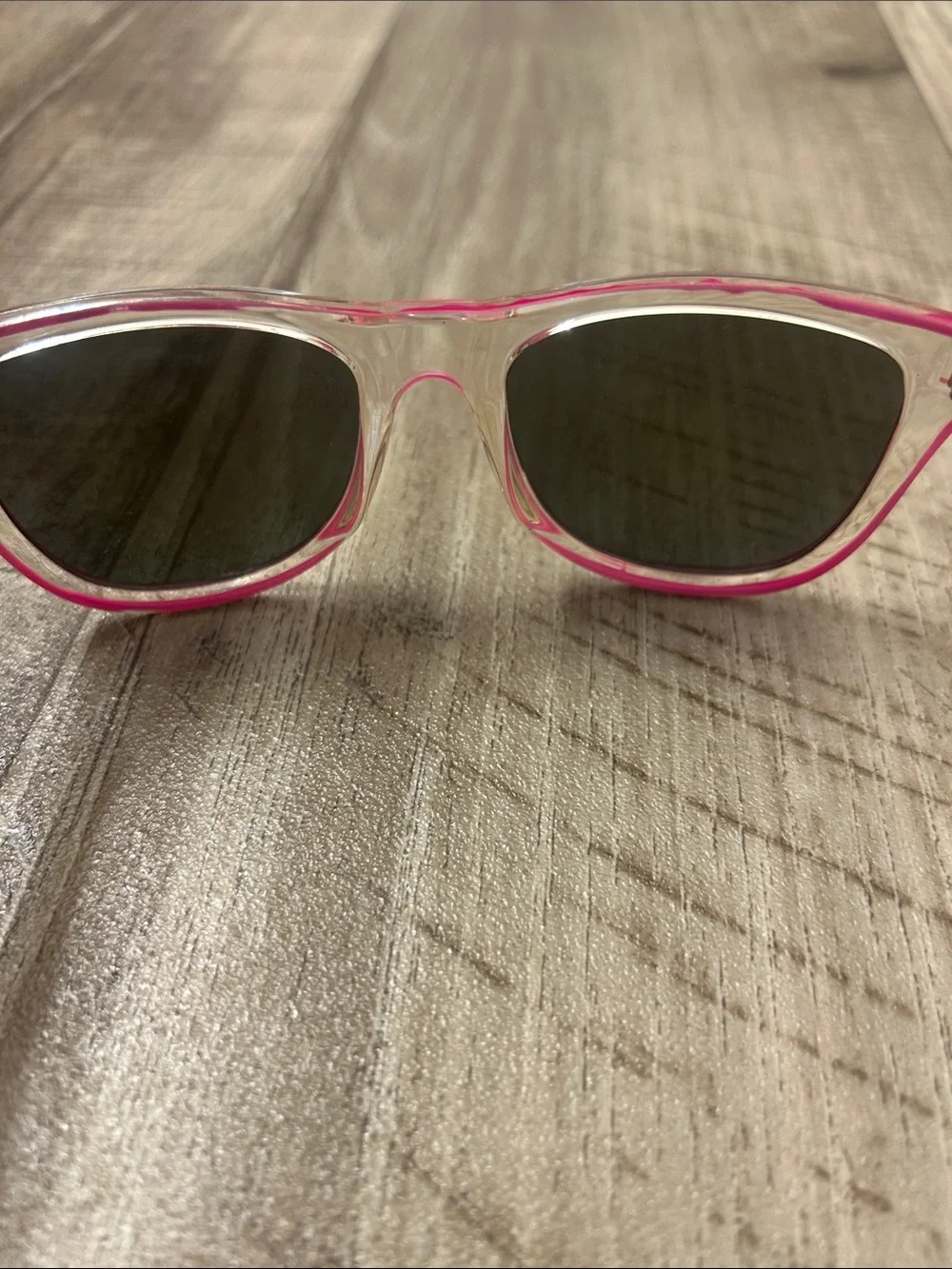 Pink Clear Frame Sunglasses with Amber Mirrored Lenses
